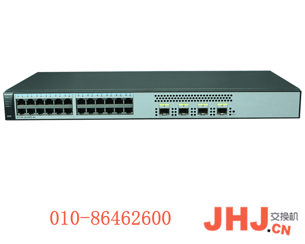 S1720-28GWR-4X   组合配置（24 个 10/100/1000Base-T 以太网端口，4 个万兆 SFP+，含 license，交流供电）98010745